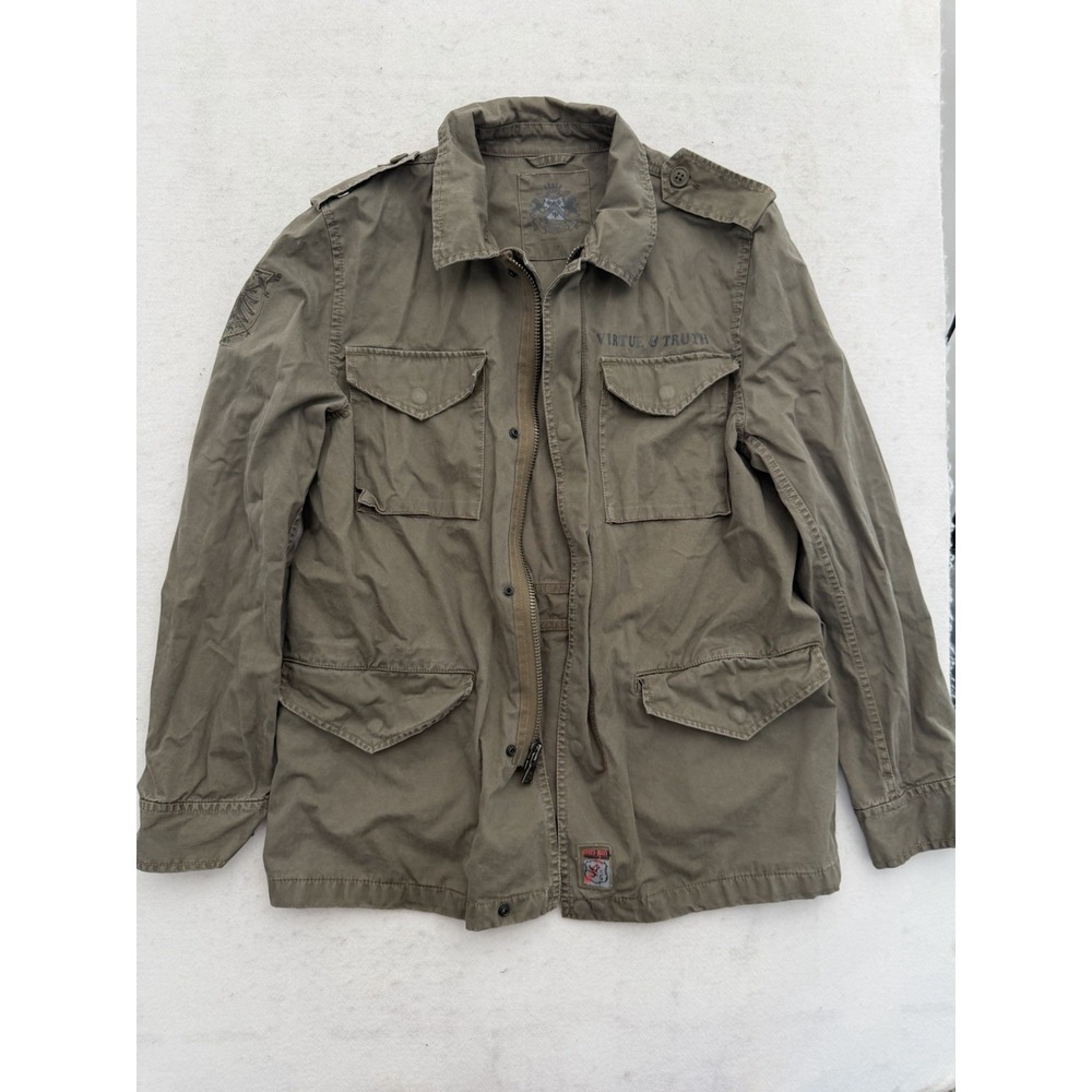 Vintage Express Military Jacket Mens M Field Jacket Chore Safari Zip Button Y2K